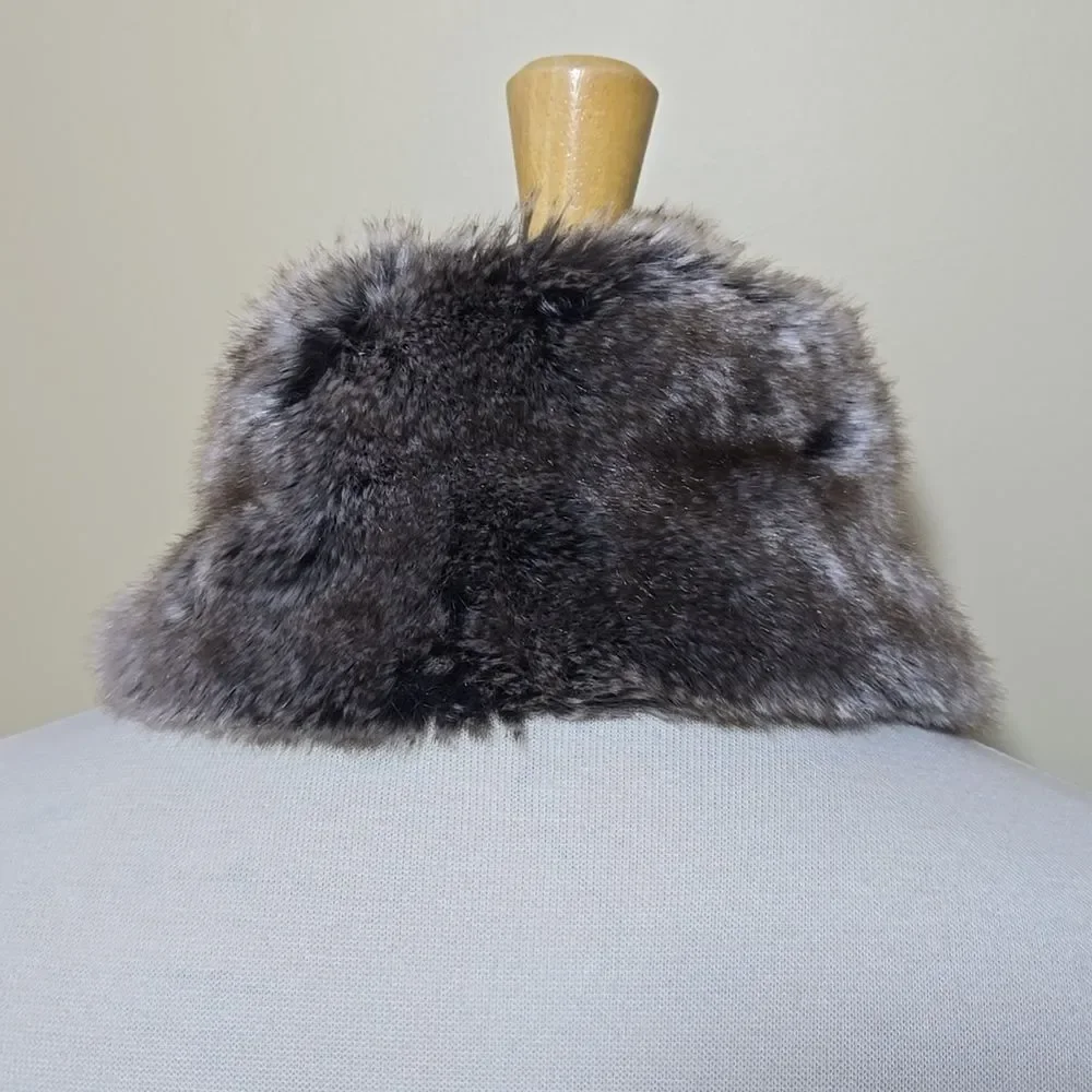 Faux Fur Stole‎ Scarf Holiday Restoration Hardware Brown Gray